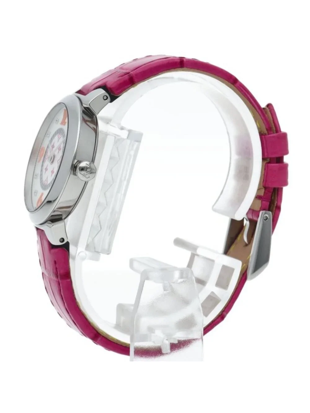 Louis Vuitton Tambour Slim PM Watch 28 Diamond Fuchsia &orange
